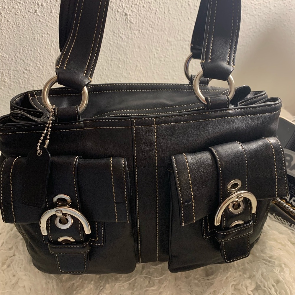 COACH  SOHO 8A09 Black Leather Shoulder SATCHEL